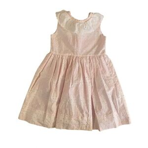 Marco and Lizzy Soft Pink Swiss Dot Cotton Dress Lined Eyelet Collar Bow 2T EUC